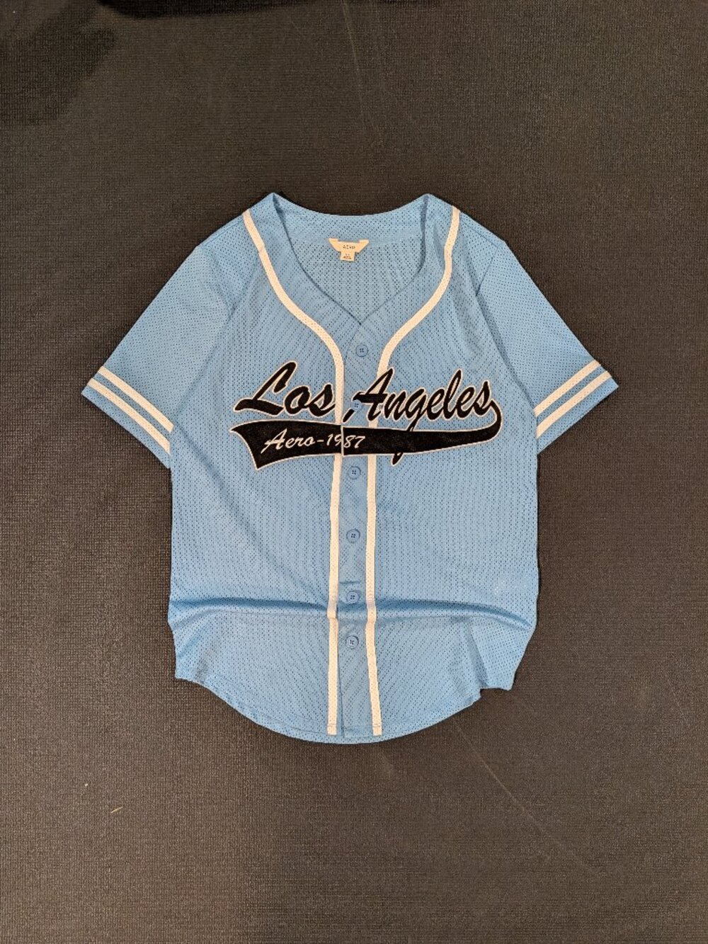 Aeropostale Los Angeles Mesh Baseball Jersey Mens S Light Blue Button Up